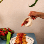 Vegan pancakes με μαρμελάδα φράουλα