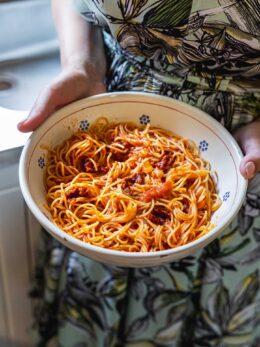 Spaghetti all’ nduja– Σπαγκέτι με αλλαντικό nduja di Spilinga